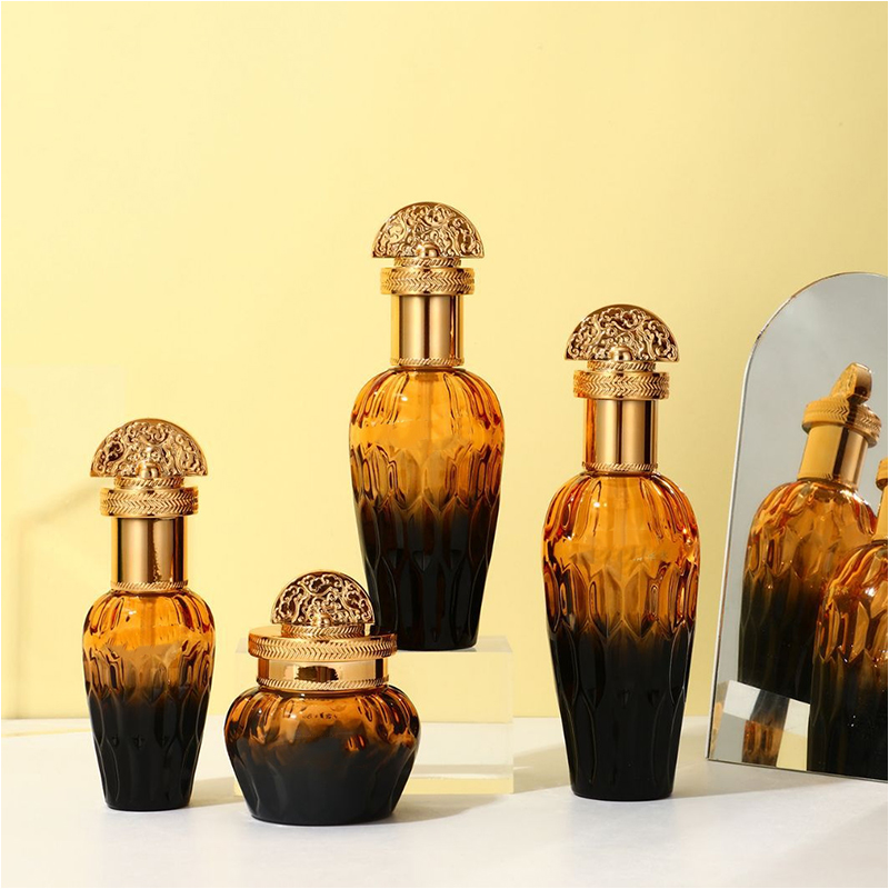 Ambalaža od prozirnog stakla za njegu kože Kozmetički spremnici Staklena bočica za losion s pumpicom za kapanje