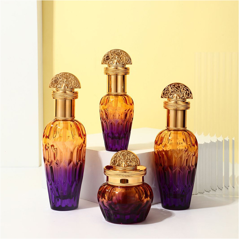 Ambalaža od prozirnog stakla za njegu kože Kozmetički spremnici Staklena bočica za losion s pumpicom za kapanje Ambalaža od prozirnog stakla za njegu kože Kozmetički spremnici Staklena bočica za losion s pumpicom za kapanje