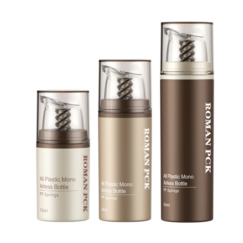 Smeđa plastična bezračna kozmetička krema s prozirnom pumpicom Dozator za njegu kože Posuda za šminku za kremasti gel losion Smeđa plastična bezračna kozmetička krema s prozirnom pumpicom Dozator za njegu kože Posuda za šminku za kremasti gel losion