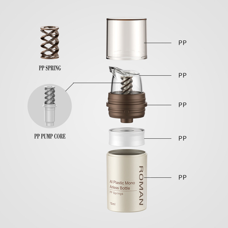 Smeđa plastična bezračna kozmetička krema s prozirnom pumpicom Dozator za njegu kože Posuda za šminku za kremasti gel losion Smeđa plastična bezračna kozmetička krema s prozirnom pumpicom Dozator za njegu kože Posuda za šminku za kremasti gel losion