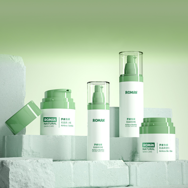 Plastično kozmetičko pakiranje Bočica za kremu za lice 30 ml 50 ml 80 ml Zelena bezračna pumpica Set bočica s galvaniziranjem za bočicu anti-age seruma