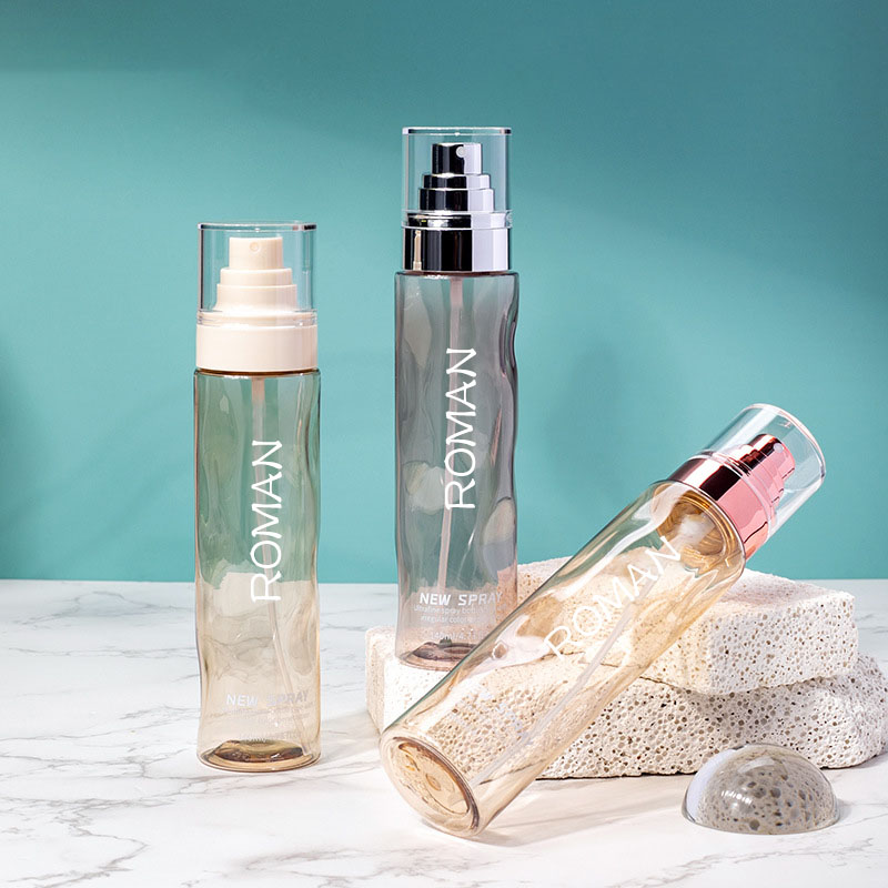 Prozirne okrugle kozmetičke plastične bočice tonera u spreju Prazne 100 ml 120 ml podloga za losion za tijelo sa zlatnom i srebrnom bočicom s pumpicom za serum