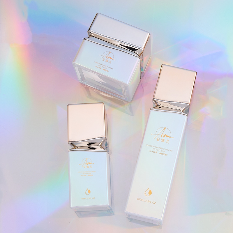 Četvrtasta staklena posuda s efektom prelijevanja za kremu za lice i oko očiju Četvrtasta staklena posuda s efektom prelijevanja za kremu za lice i oko očiju