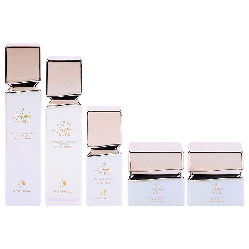 Četvrtasta staklena posuda s efektom prelijevanja za kremu za lice i oko očiju Četvrtasta staklena posuda s efektom prelijevanja za kremu za lice i oko očiju