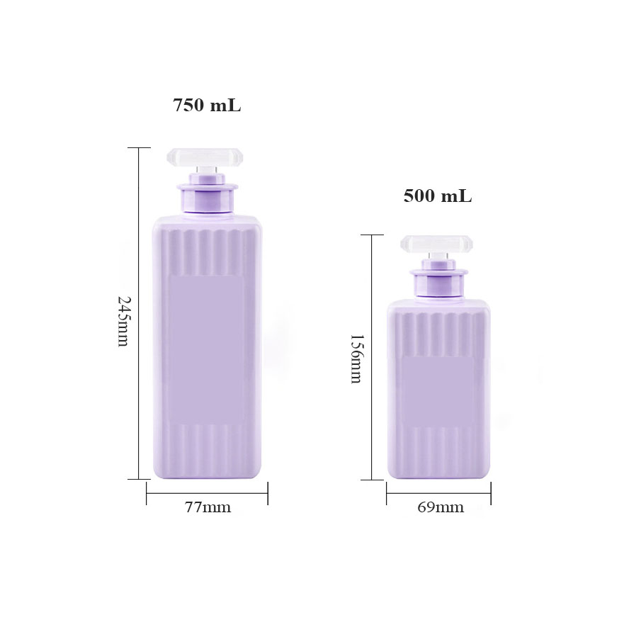 500 ml 750 ml četvrtasta plastična boca s pumpicom za losion za kućne ljubimce s površinom u obliku pruga za kozmetički spremnik za ulje za kosu, šampon i regenerator 500 ml 750 ml četvrtasta plastična boca s pumpicom za losion za kućne ljubimce s površinom u obliku pruga za kozmetički spremnik za ulje za kosu, šampon i regenerator