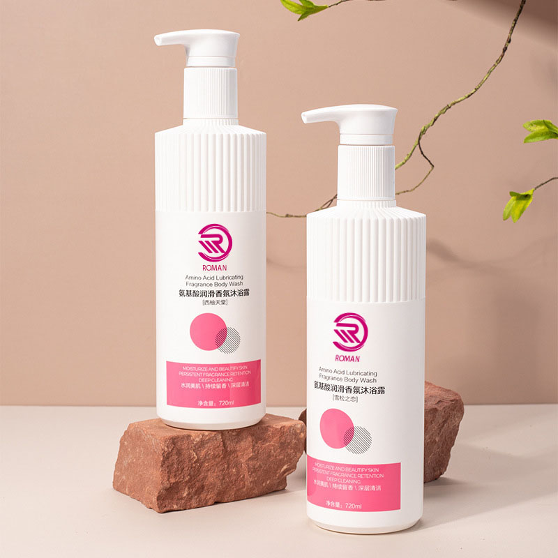 Vruća bijela prugasta HDPE plastična boca s valovitom mlaznicom 500 ml 700 ml šampon gel losion s čepom za tuširanje Vijetnam